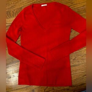 Prada red timeless cashmere v neck sweater